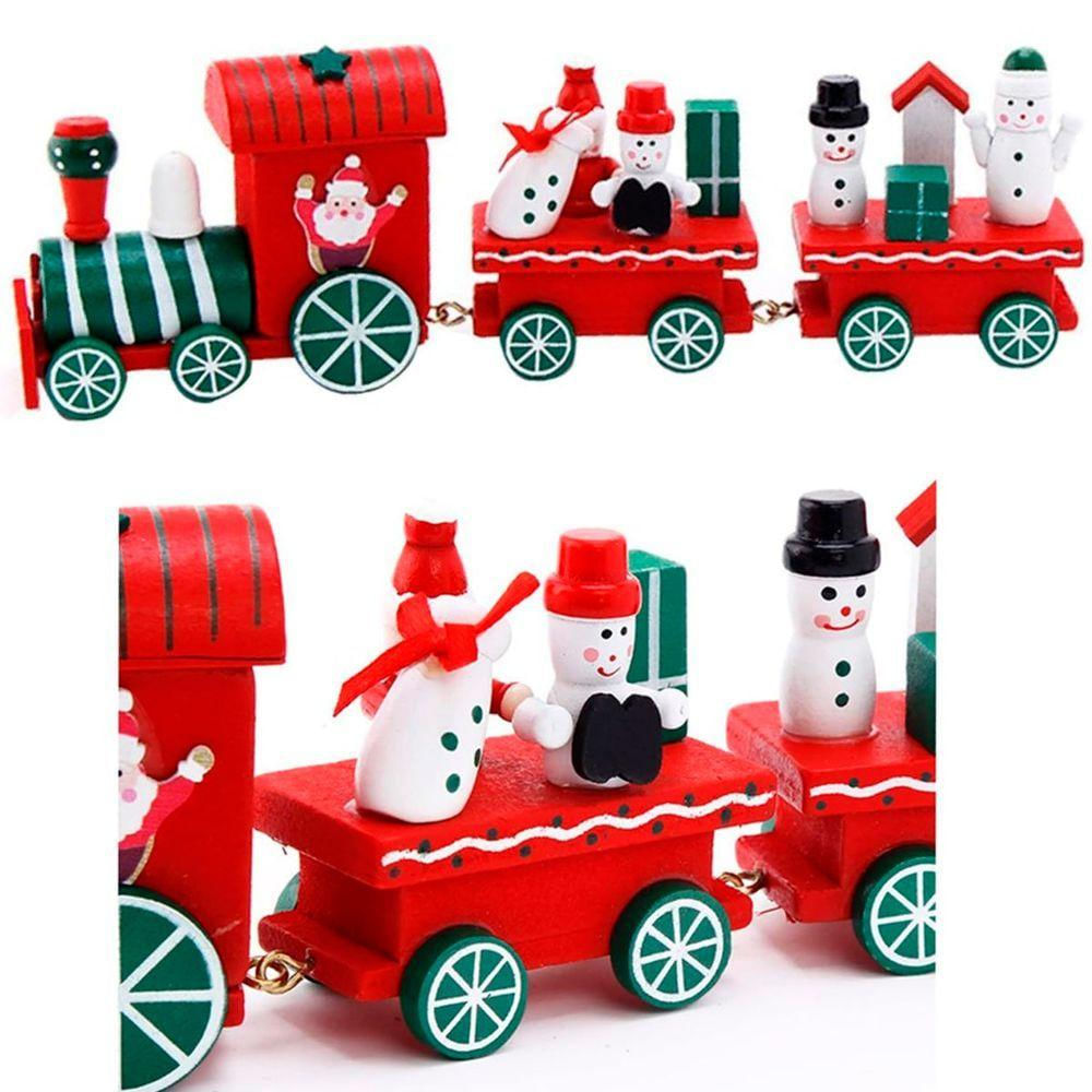 Decoração Locomotiva Trem De Natal Papai Noel Madeira 24cm