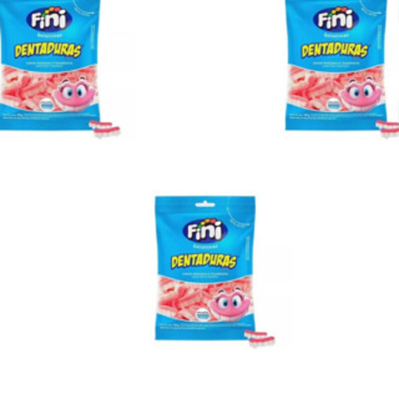 Fini Bala Gelatina Dentaduras 90 gramas - Kit 3x Unidades