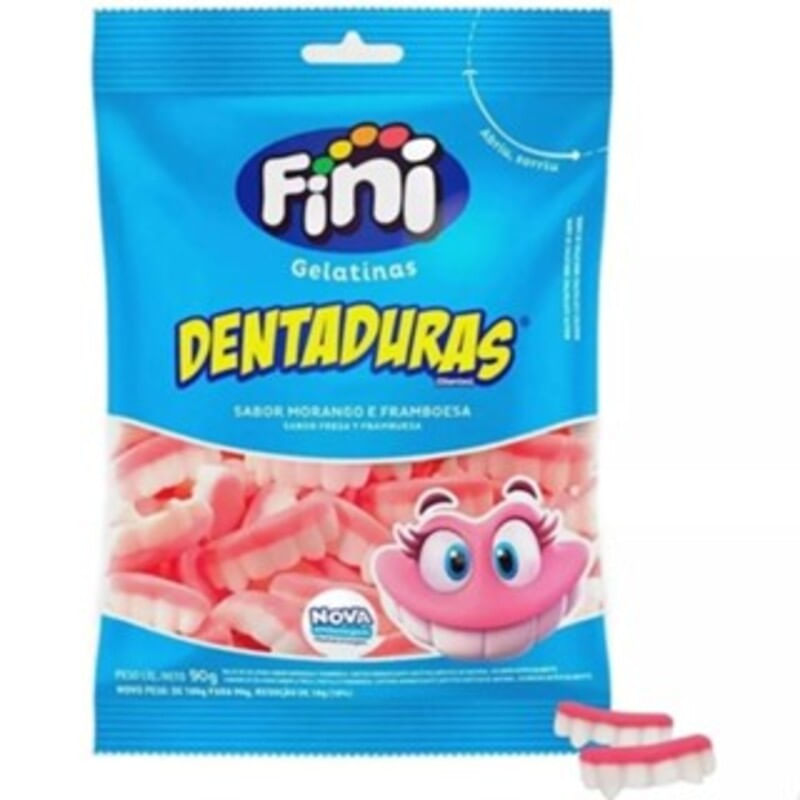 Fini Bala Gelatina Dentaduras 90 gramas - Kit 3x Unidades