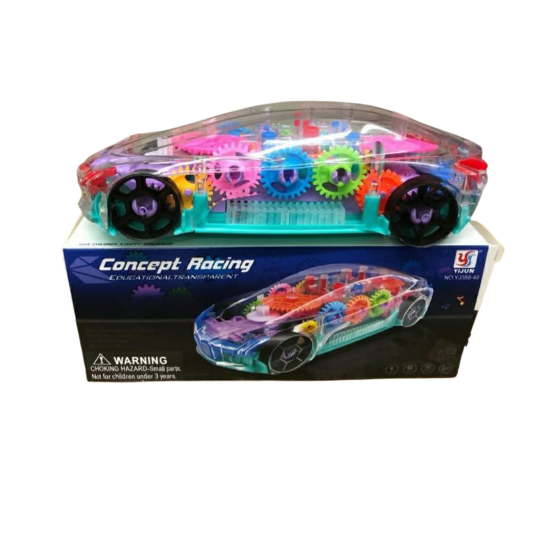 Carro Transparente  Com Engrenagem Luz E Som 1/18 - Net Toy