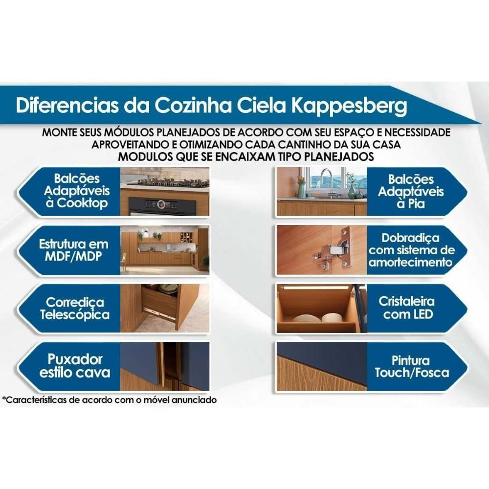 Balcão De Cozinha Modulado Ciela R624 S- Tampo 80cm Canela - Kappesberg