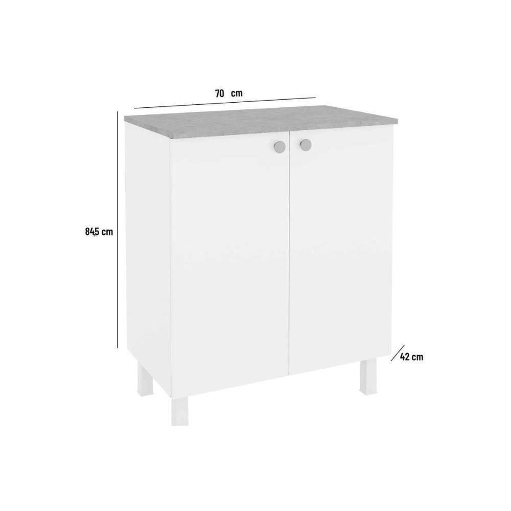 Armário Multiuso Lavanderia Balcão Duo Duplo Alto 2 Portas 70cm Branco - Telasul