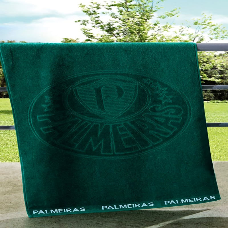 Toalha de Banho Buettner Jacquard Veludo Futebol Palmeiras 70cmx140m Verde