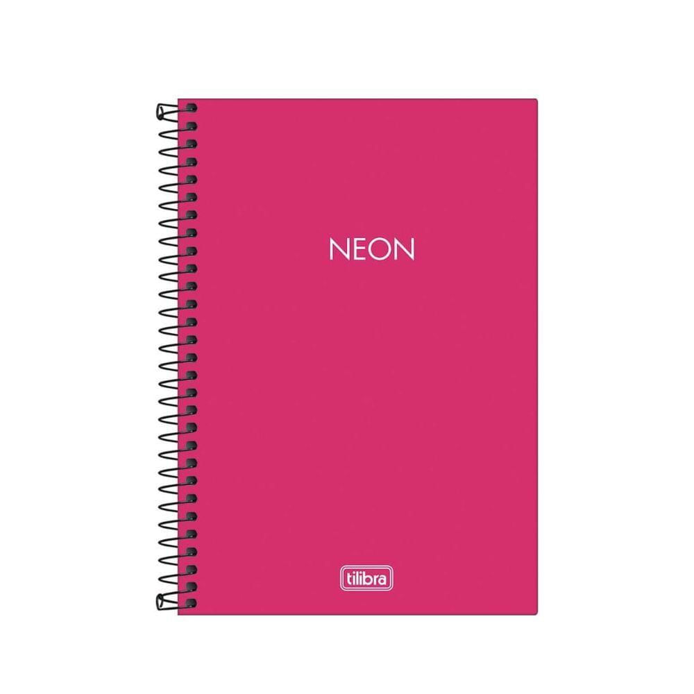 Caderno Espiral Capa Plástica ¼ - 80 Folhas - Neon Pink - Tilibra Unica