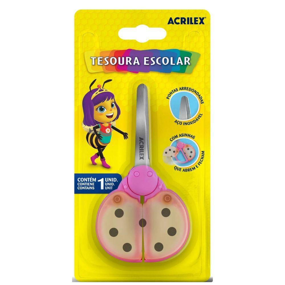 Tesoura Escolar Acrilex Modelo Joaninha Ref.22545 Rosa