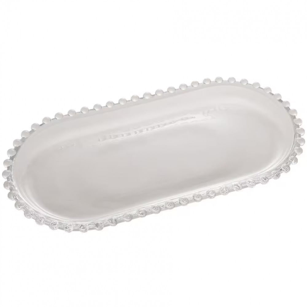 Travessa Oval Pearl em Cristal 14,5 x 29,5 cm Wolff