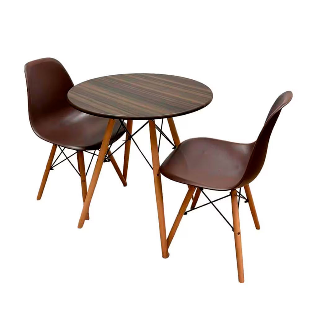 Mesa de Jantar Redonda Seateco Eames DSW com 2 Cadeiras