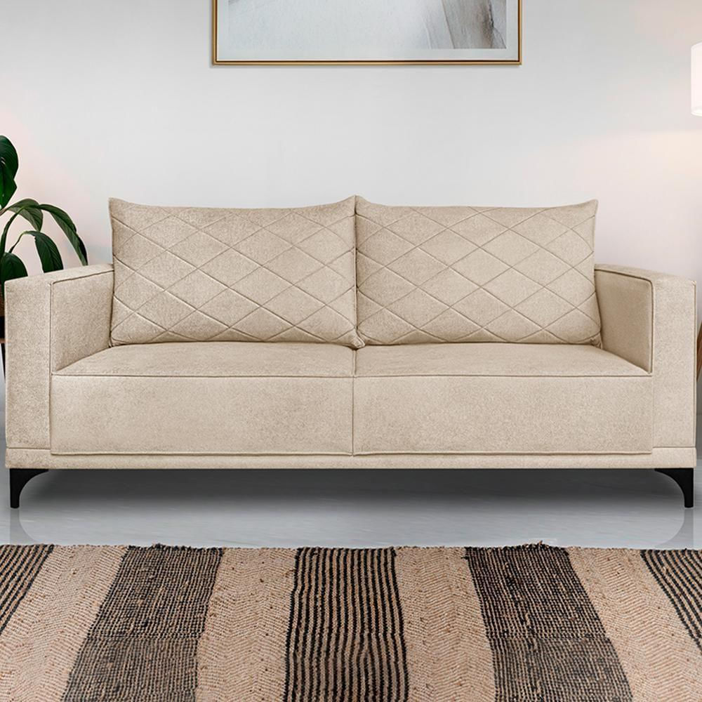 Sofa Nori 2 Lugares Pes De Ferro 160cm Linho Boucle 3301 Ezz 3301