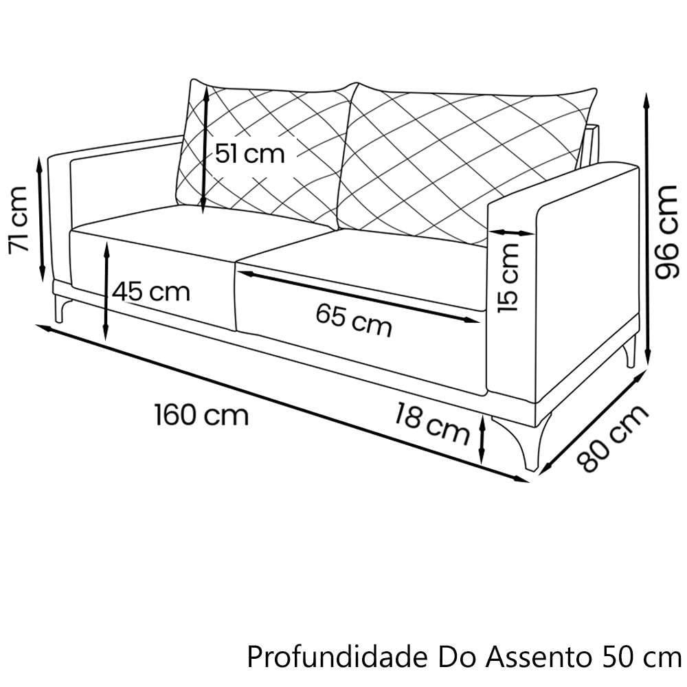 Sofa Nori 2 Lugares Pes De Ferro 160cm Linho Boucle 3301 Ezz 3301