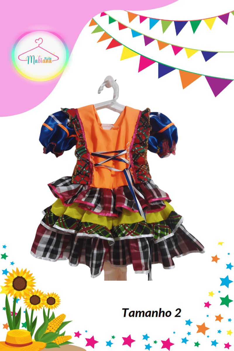 Vestido Junino infantil colorido (Tam. 2)