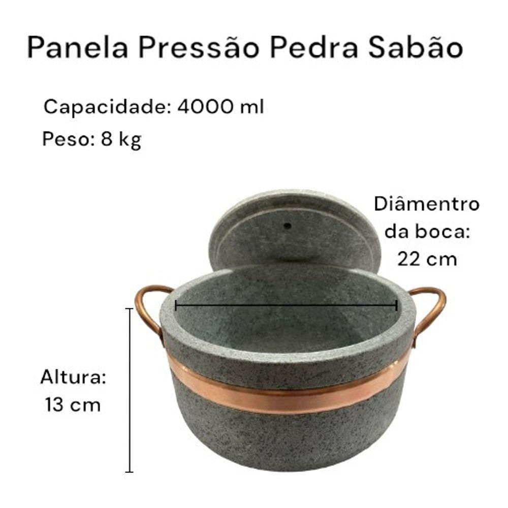 Panela De Pressão De Pedra Sabão 4 Litros