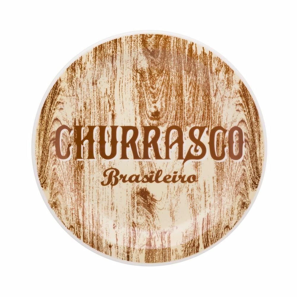 Kit 12 Pratos Rasos Churrasco Yellow Amarelo Oxford® Ceramica 26cm