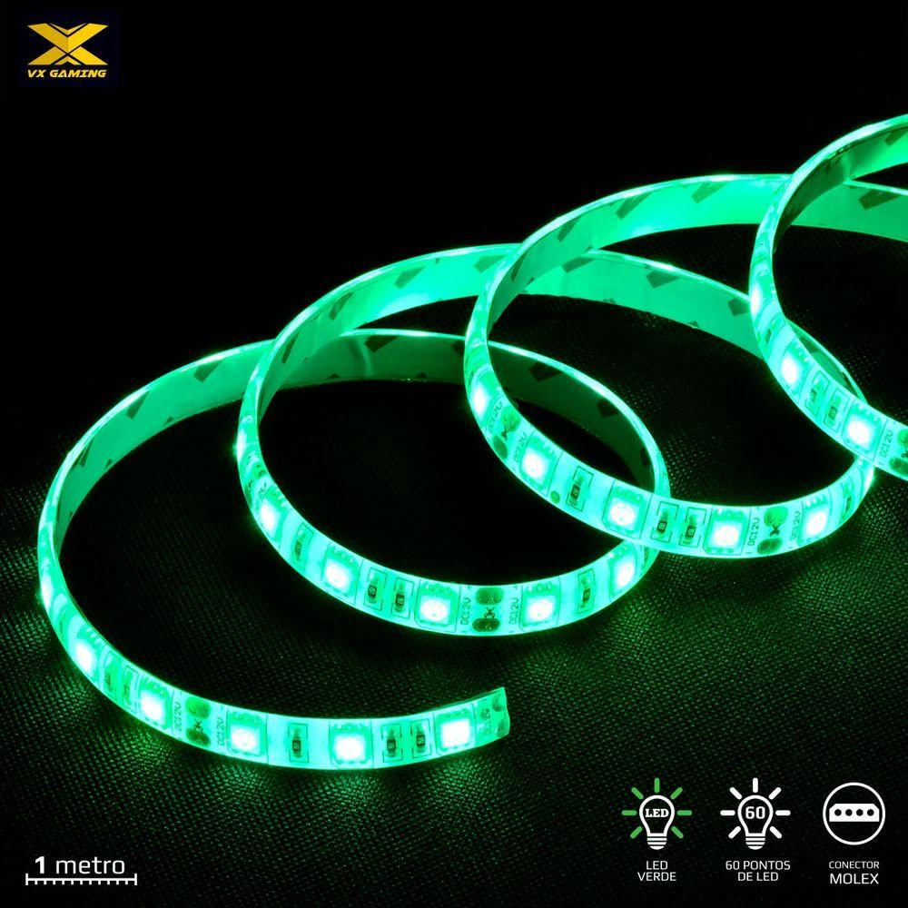 Fita De Led Vx Gaming Verde Com Conexao Molex 60 Pontos De Led 1 Metro - Ldm1 (7908020920731)