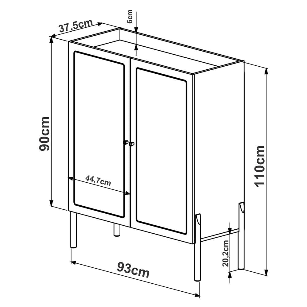 Armário Bar Para Sala 2 Portas 93cm Pés Madeira Moss A03 Hanover Roble - Lyam Decor