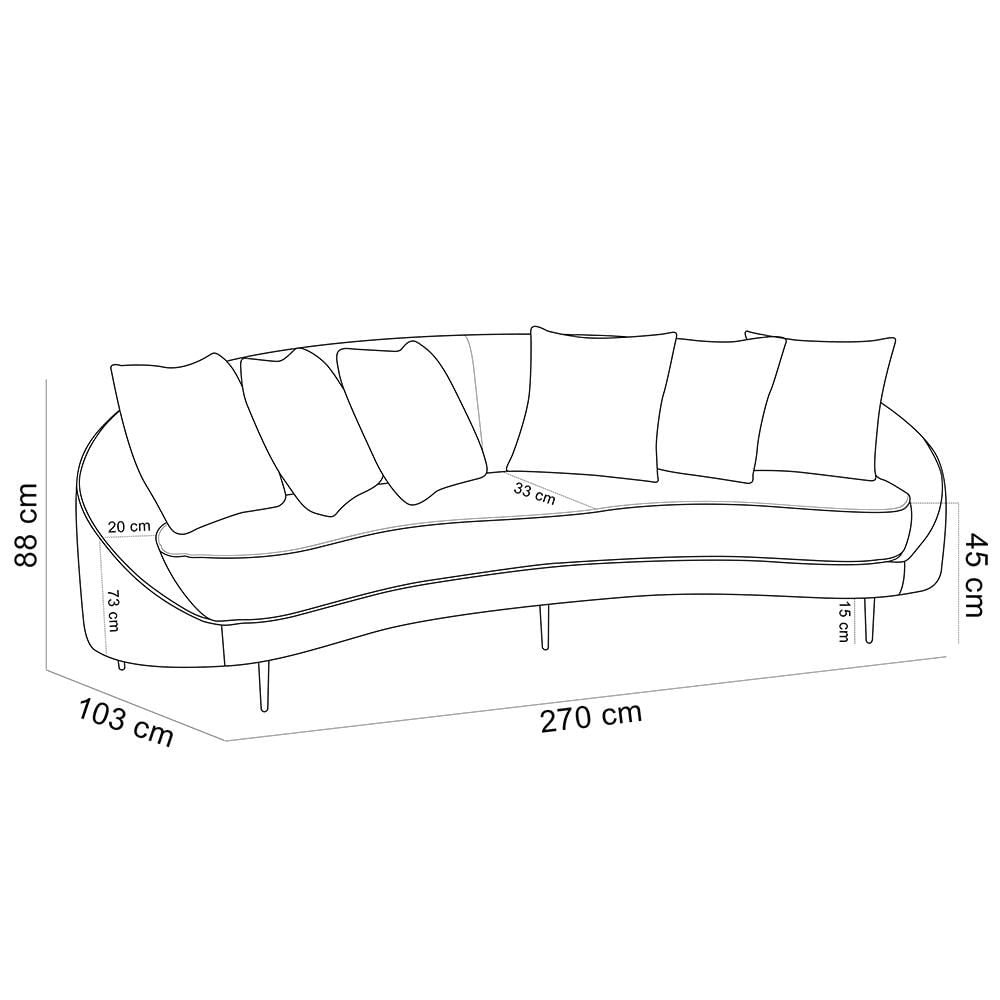 Sofá 4 Lugares Para Sala de Estar Living Orgânico 270cm Moah T03 Linho Bege - Lyam Decor