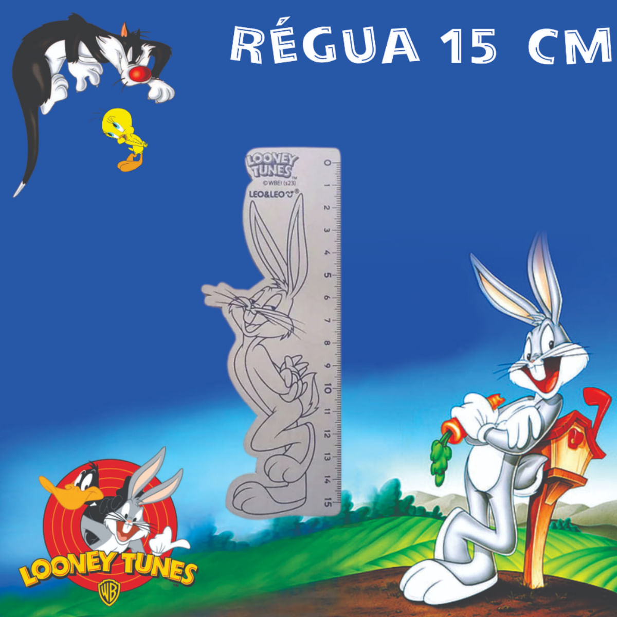 REGUA DE MADEIRA DECORADA LOONEY TUNES OPPBAG - LEO & LEO