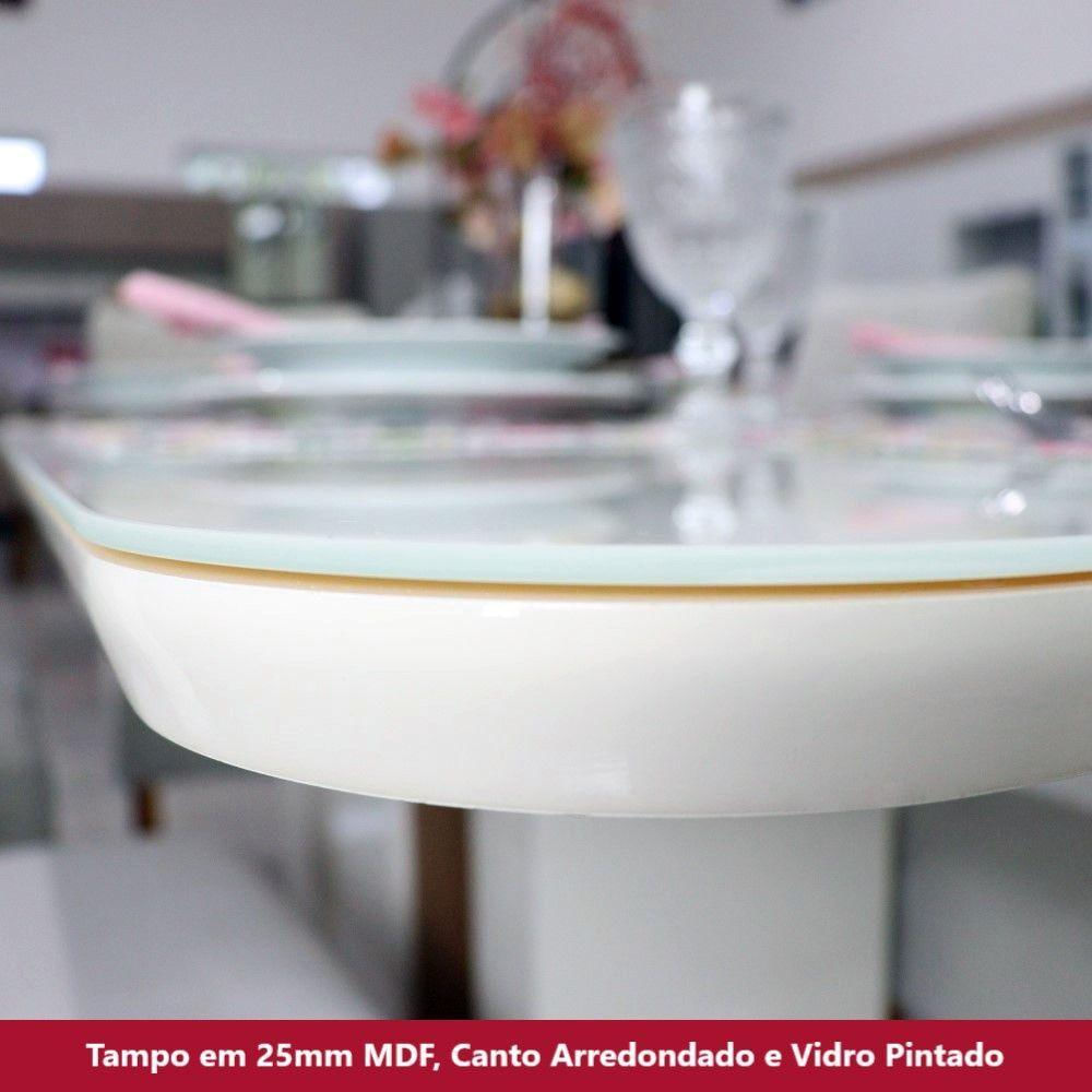 Mesa Com Vidro Com Canto Arredondado 160 Cm Danielly Henn Nature Com Off White