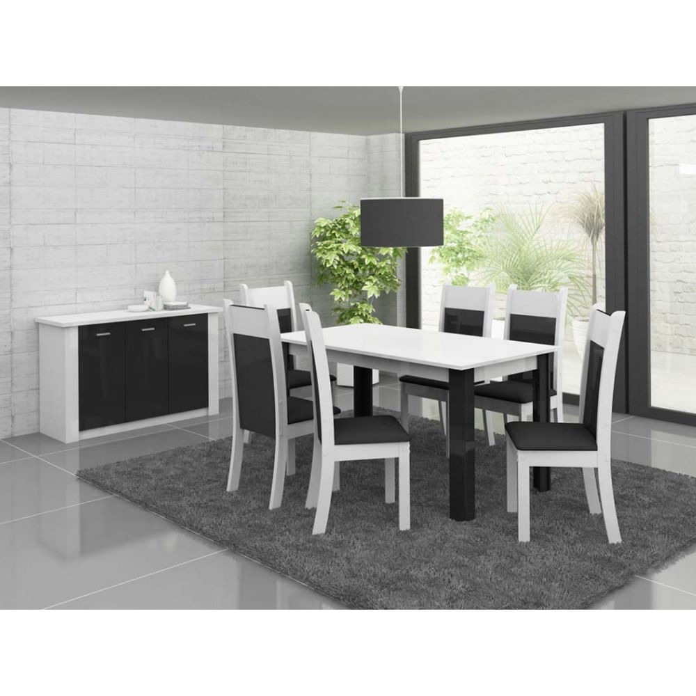 Cadeira Verona 4235 Madesa Branco e Preto