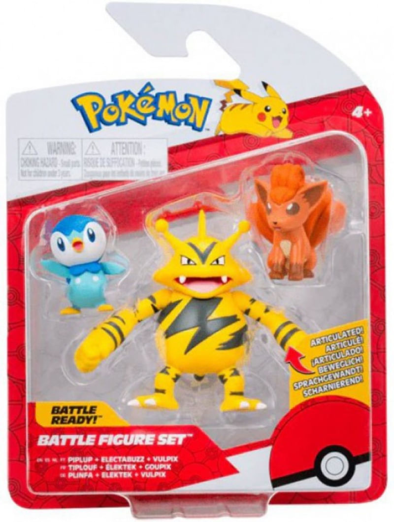 Pokémon 3 Figuras Piplup Electabuzz e Vulpix - Sunny 2603