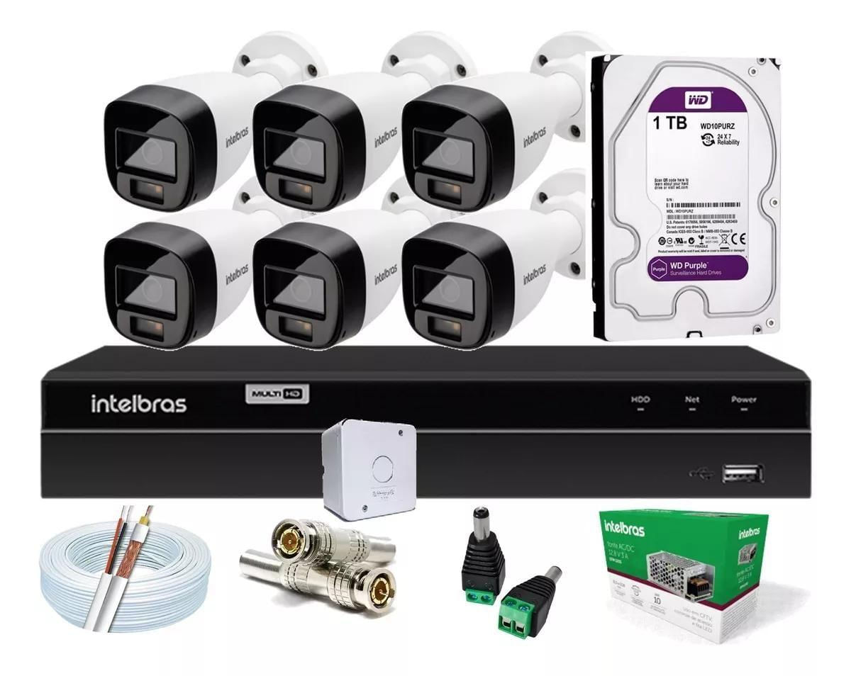 Kit 6 Cameras Seguranca Intelbras 3220 Full Color C/ Audio, Dvr 8ch 1108c C/ Hd 1tb