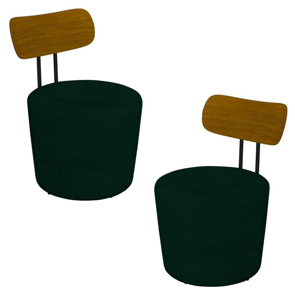 Kit 2 Poltronas Decorativas Redondas 53cm Le Moon M22 Veludo Verde - Mpozenato