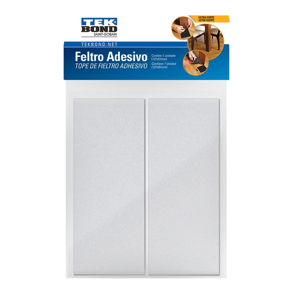 Feltro Protetor Adesivo Tekbond Retangular Branco 127x51cm 2 Unidades