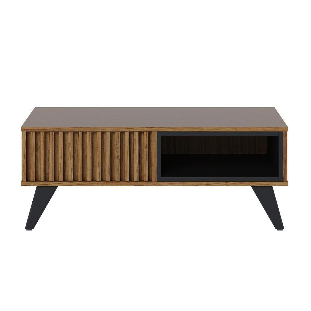 Mesa De Centro 01 Nicho Delta C04 Preto Fosco Noce Milano