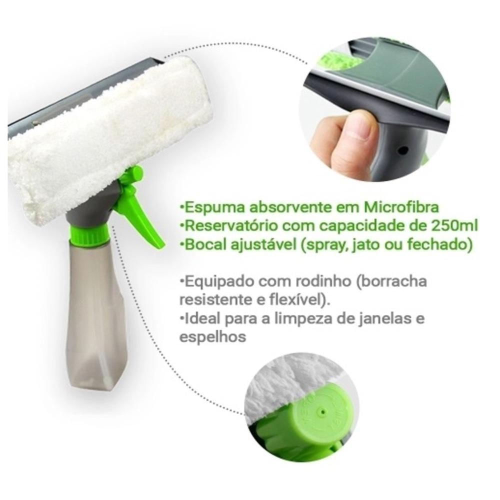 Rodo Mop Spray Com Reservatorio Limpa Vidro Janela Box Borrifador 3 Em 1 Kit Completo