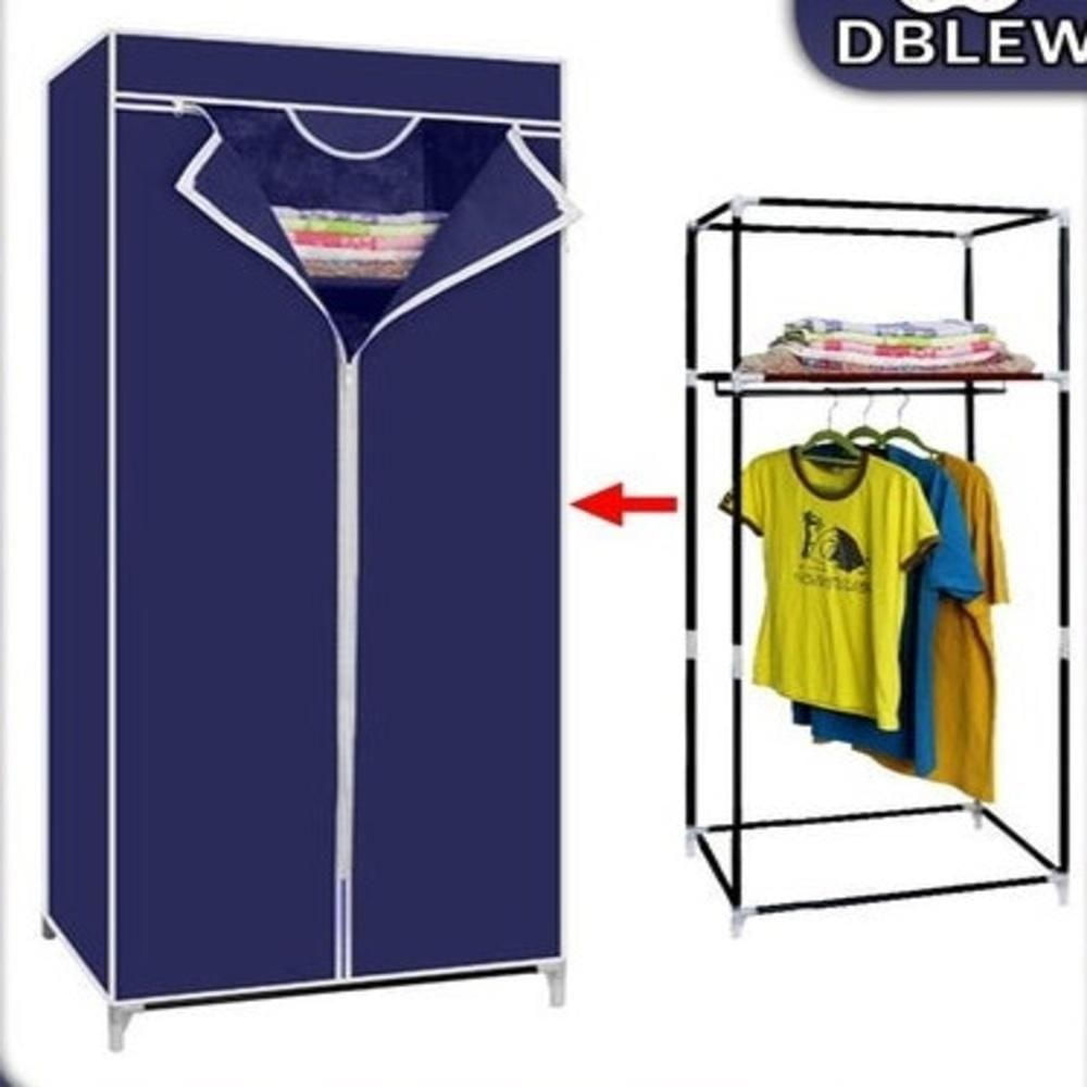 Guarda Roupa Cabideiro Portatil Arara Cabideiro Armario Multifuncional Dobravel Organizador Azul