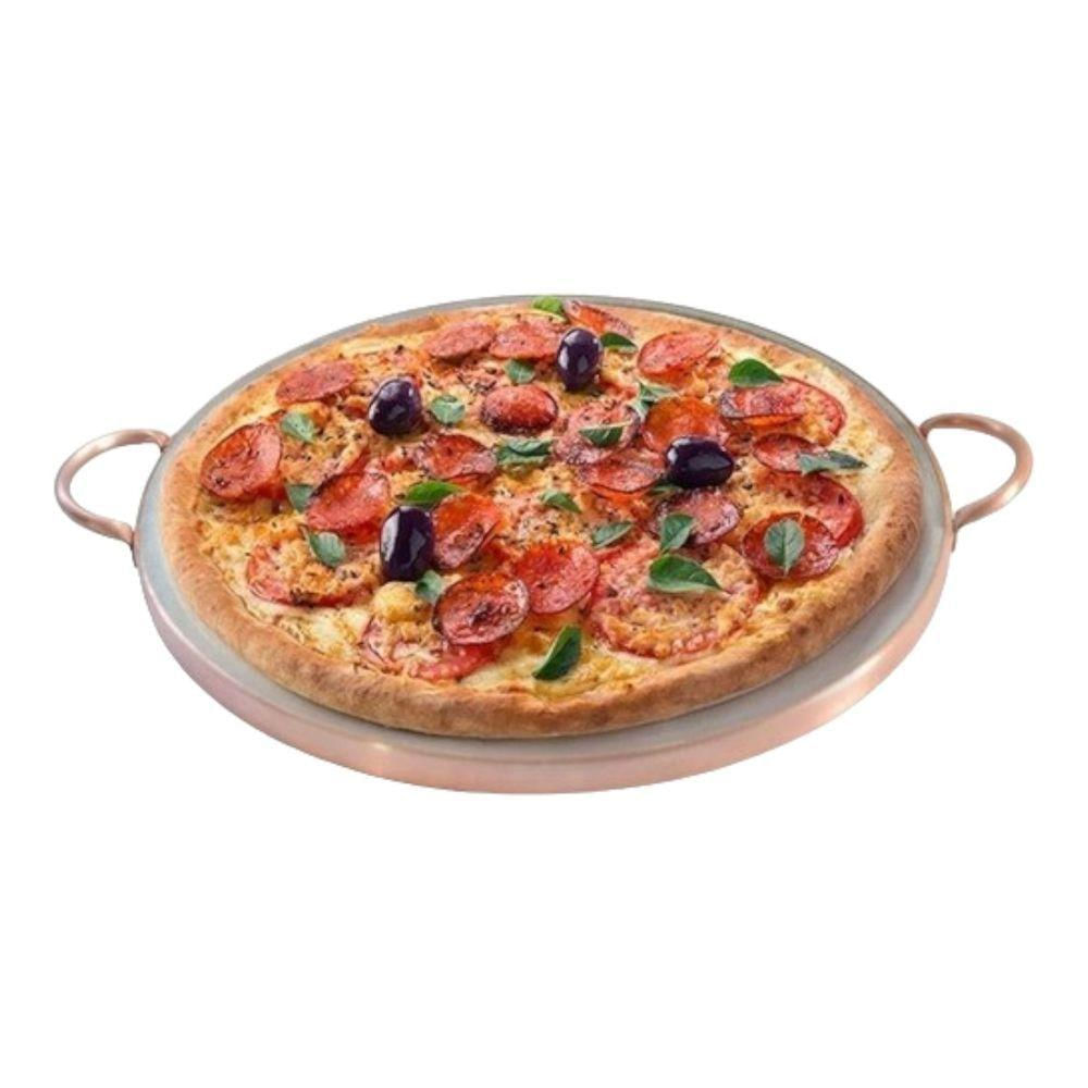 Forma De Pizza Pedra Sabão Pequena 27 Cm Cobre