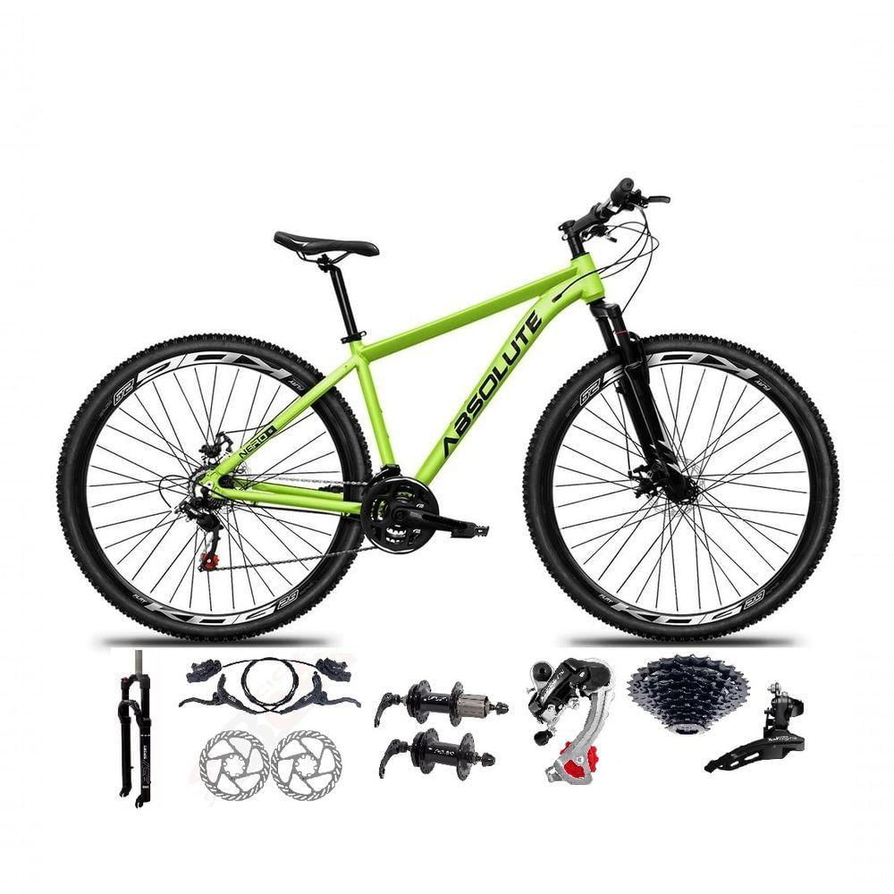 Bicicleta Aro 29 Absolute Nero 5 Câmbios Shimano 24v K7 Freios Hidráulicos Garfo Trava - Verde 19