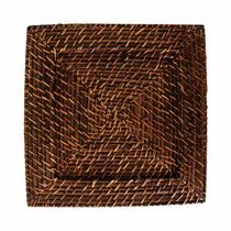 Sousplat em Rattan Mundiart Marrom Quadrado 33cm