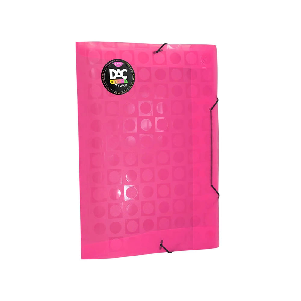 Pasta Aba Elástico Dac Oficio sem Lombo Bubble Neon Rosa 33x22cm