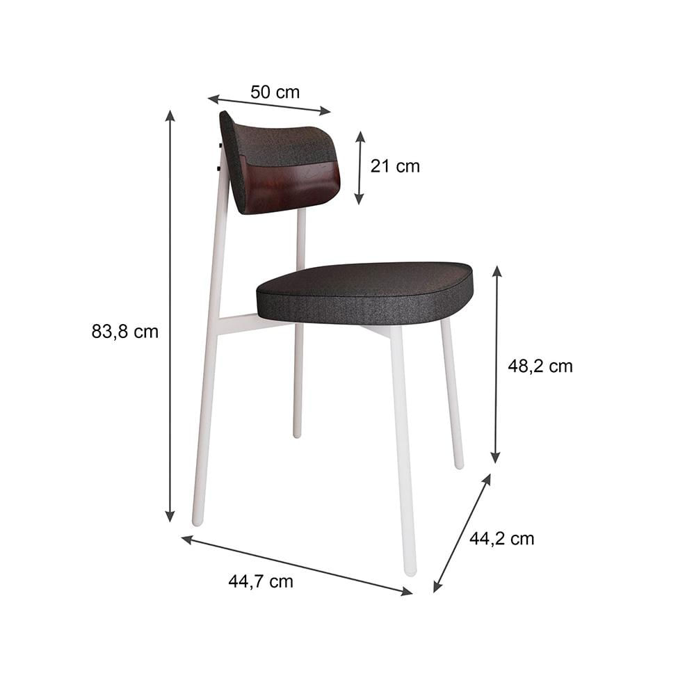 Conjunto com 4 Cadeiras Alloa Polipropileno Grafite e Café