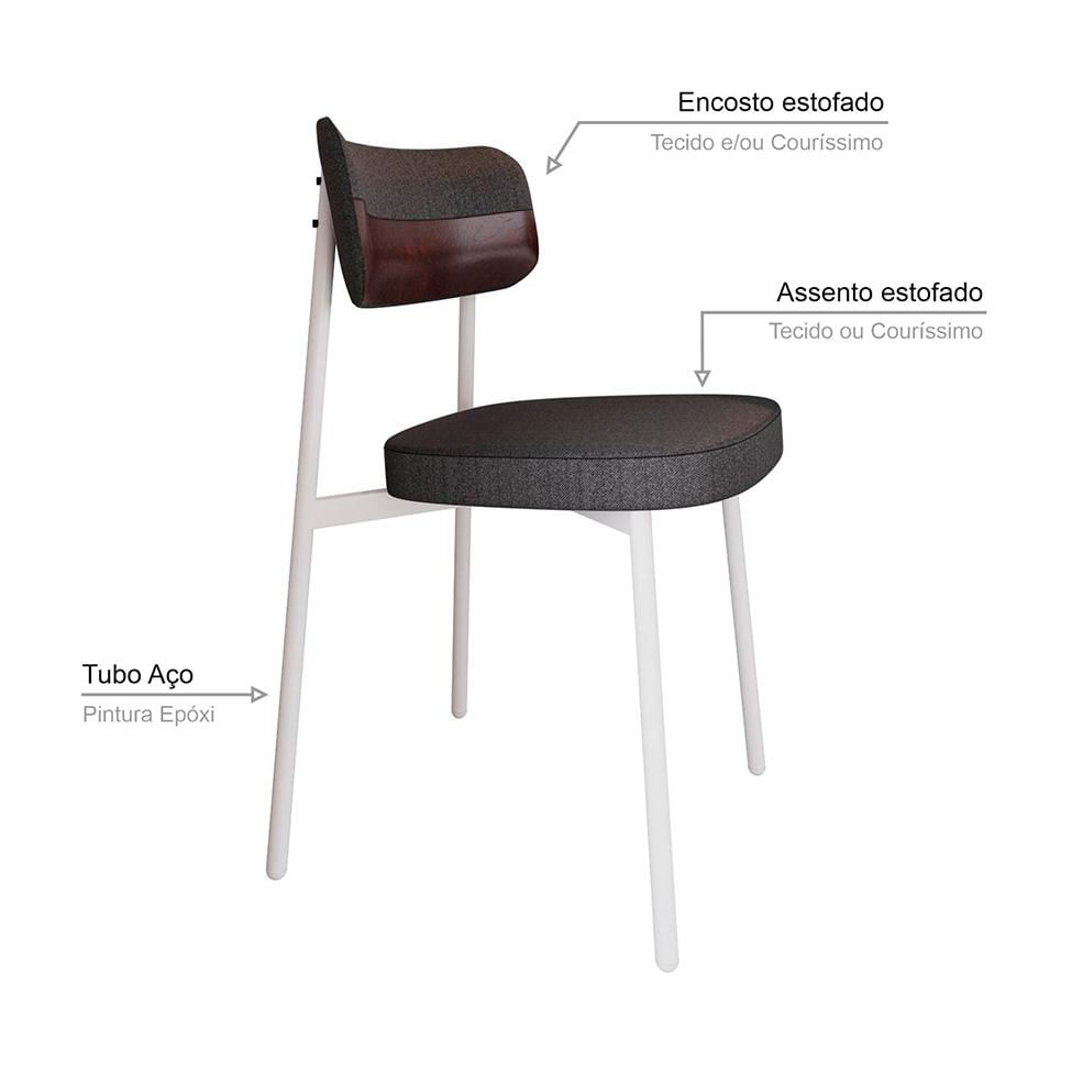 Conjunto com 4 Cadeiras Alloa Polipropileno Grafite e Café