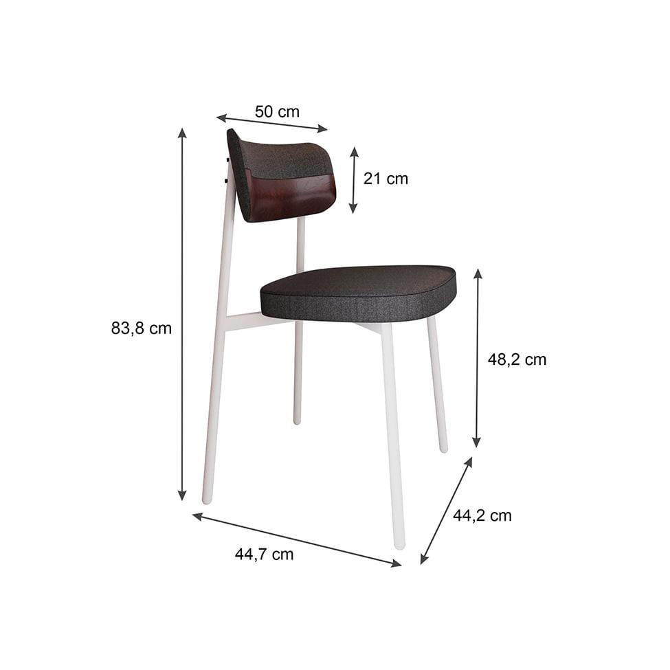 Conjunto com 4 Cadeiras Alloa Polipropileno Grafite e Café