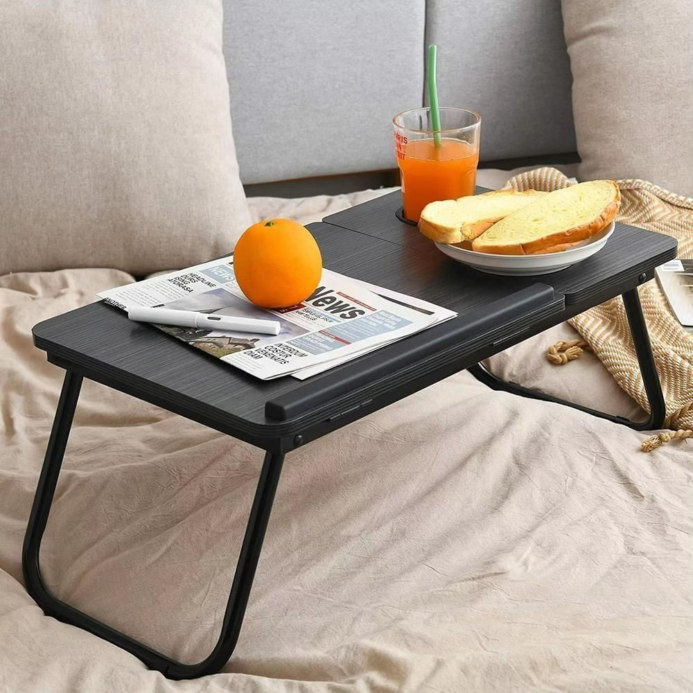 Mesa Suporte Para Notebook Em Madeira Portatil Cama Ajustavel Multifuncional Sofa Apoio Home Office Dobravel Preta