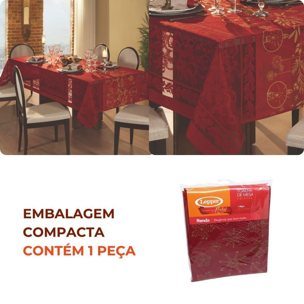 Toalha De Mesa Natal Renda Retangular Estampada 6 Lugares 1,50m X 2,20m Lepper