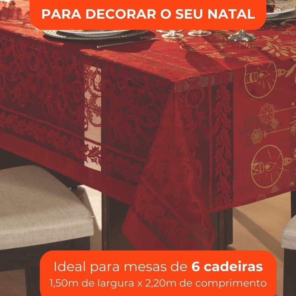 Toalha De Mesa Natal Renda Retangular Estampada 6 Lugares 1,50m X 2,20m Lepper