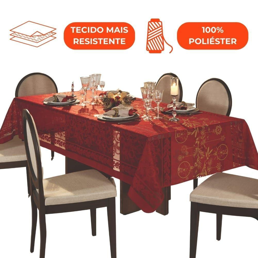 Toalha De Mesa Natal Renda Retangular Estampada 6 Lugares 1,50m X 2,20m Lepper