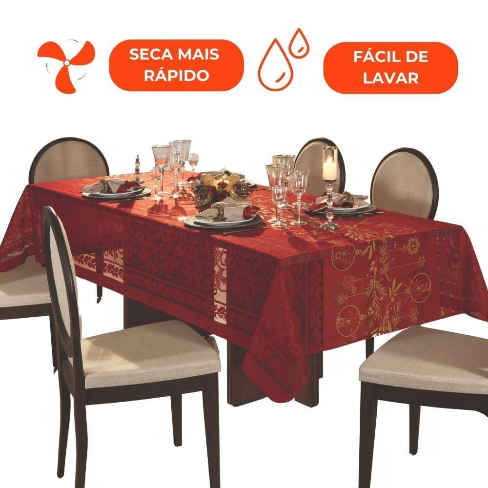 Toalha De Mesa Natal Renda Retangular Estampada 6 Lugares 1,50m X 2,20m Lepper