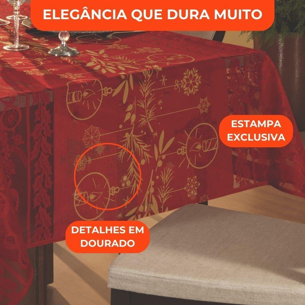 Toalha De Mesa Natal Renda Retangular Estampada 6 Lugares 1,50m X 2,20m Lepper