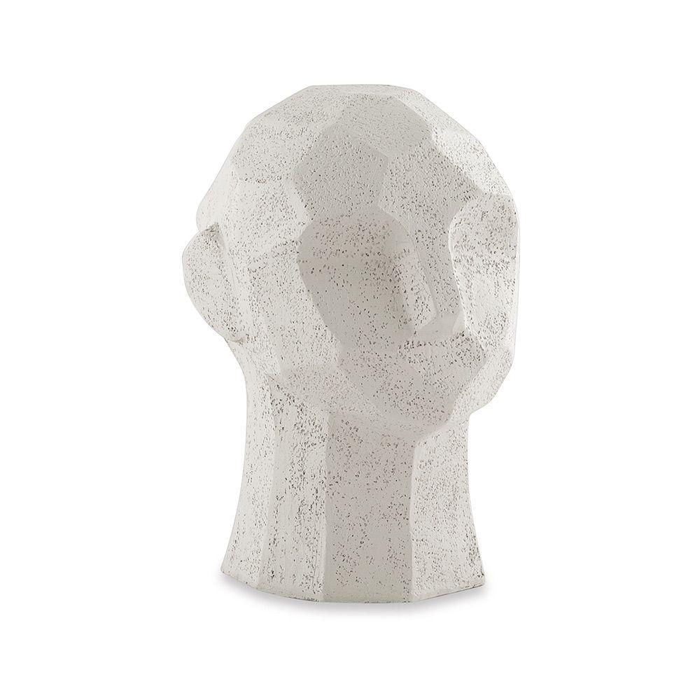 Escultura Decorativa Rosto em Poliresina Off White 17,5x13cm