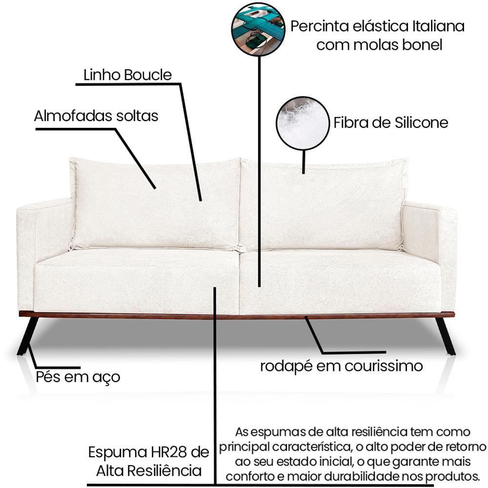 Sofa Aya 2 Lugares Para Sala De Estar 180cm Boucle 3300 Ezz 3300