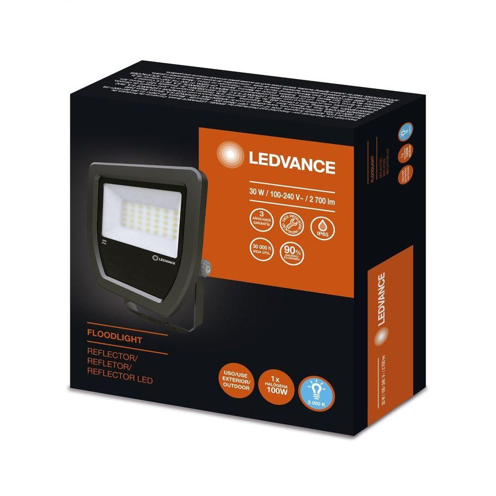 Refletor Led 30w Floodlight Leadvance Preto - 5000k