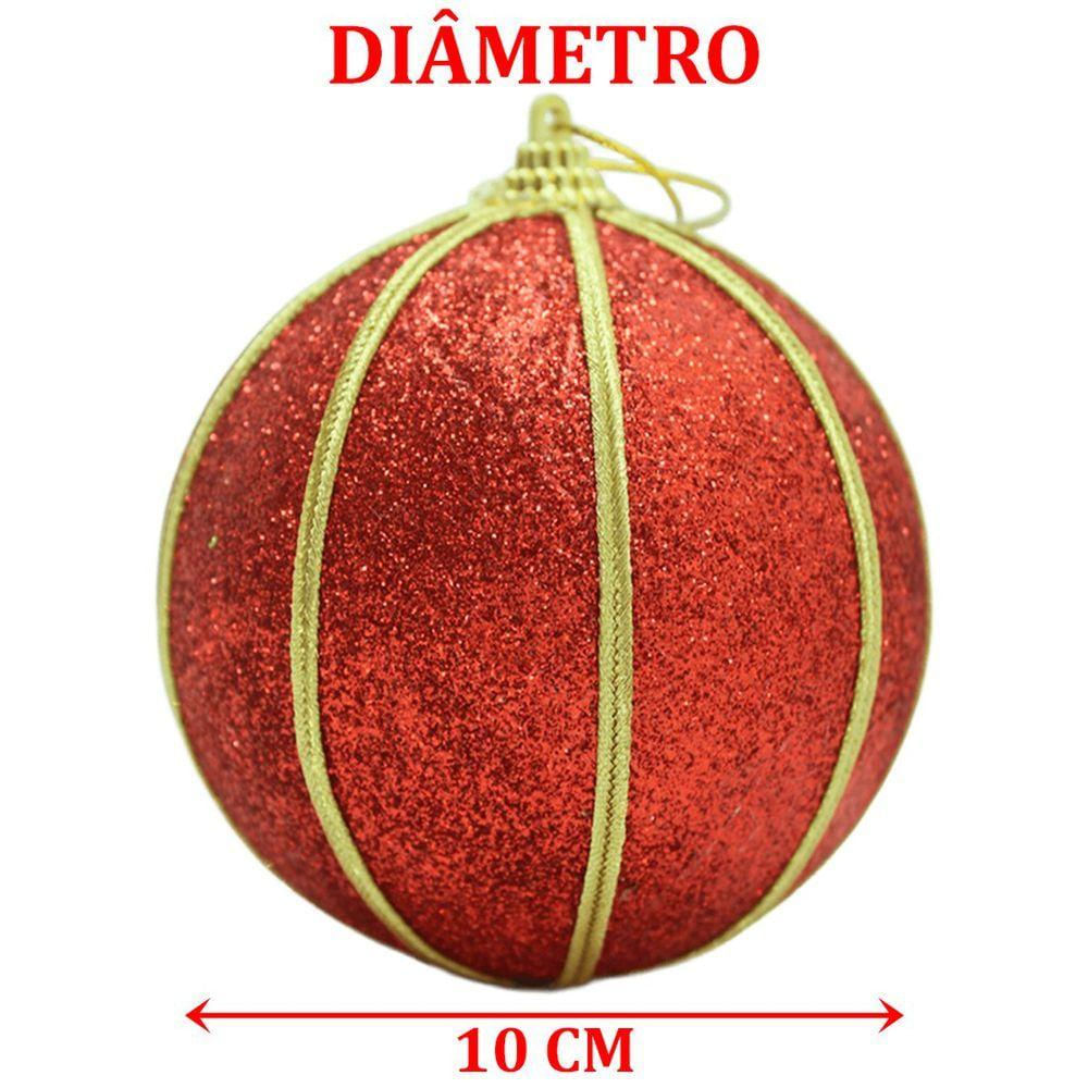 Kit 6 Bolas Glitter Vermelho árvore De Natal Artesanal 10cm