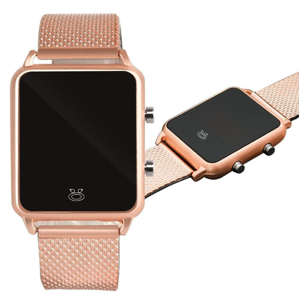 Relogio Digital Feminino Aço Inox + Rosê + Qualidade Premium Original Presente Casual Ajustavel Moda