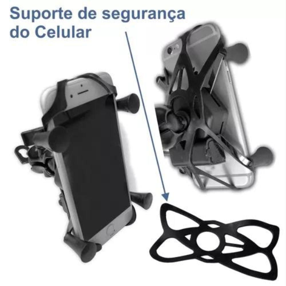 Suporte Garra Para Celular Moto Universal Com Carregador Usb