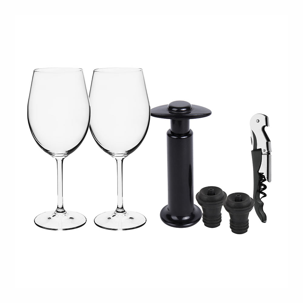 Kit para Vinho Bohemia Authentic Collection com 6 Peças Preto