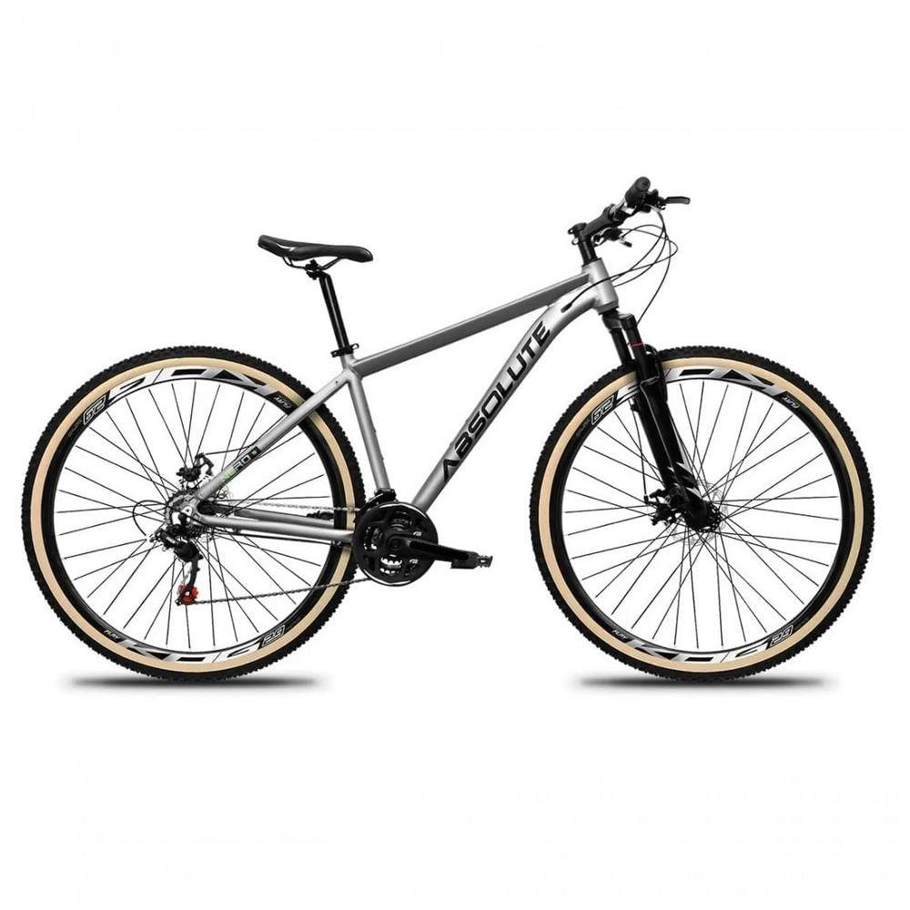 Bicicleta Aro 29 Absolute Nero 5 Alumínio 27v K7 Freio Disco Mecânico Garfo Suspensão Pneu Com Faixa - Cinza Tam.21